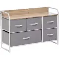 Комод для одежды Ноа широкий, Каркас Белый, Светло-серый