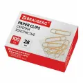 20 шт, Скрепки BRAUBERG, 28 мм, золотистые, 100 шт, в картонной коробке, 221529