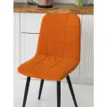Чехол на стулья Тедди Mилана из велюра, терракот оранжевый прострочка квадрат 4 шт