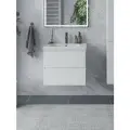 Тумба подвесная SanStar Riana 60 с раковиной Грейс 60 (комплект) для ванной комнаты, белая