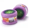 Пряжа Flowers (YarnArt), роз. сирень/зел/салат - 313, 55% хлопок, 45% полиакрил, 2 мотка, 250 г, 1000 м.