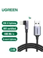 Кабель UGREEN US299 USB-A 2.0 to Lightning угловой (90), MFI certified, 2,4A в оплетке 1 м, цвет черный (60521)