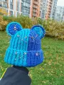 Шапка Вязанная шапка с ушками MaMaLu для мужчин и женщин, размер 50/60, сине-голубой