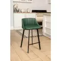 Полубарный стул Velex со спинкой, цвет зеленый кожзам, основание черное, высота 65 см
