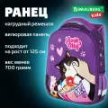 Рюкзак школьный для девочки, портфель для первоклассницы ортопедический, ранец детский в школу, велюр, 1 отделение, 2 кармана, Brauberg Kids Cheeks, 272093