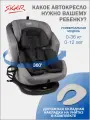 Автокресло детское поворотное Siger Ультра от 0 до 36 кг, светло-серый