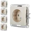 Розетка Schneider Electric/Systeme Electric AtlasDesign с заземлением, со шторками, 16А, механизм, бежевый ATN000245 (комплект 5 шт.)