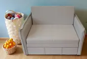 Диван-кровать StylChairs Кира, с ящиком для белья, раскладное, обивка: ткань, цвет: светло-серый