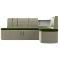 Кухонный угловой диван АртМебель Тефида микровельвет зеленый бежевый правый угол