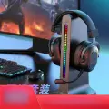 Fifine H6 Игровая гарнитура, проводной USB, эффект симфонического освещения RGB, подключаемый микрофон, подходит для компьютера, ноутбука, PS4/5, три режима эквалайзера-серый-черный-серый