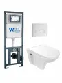 Комплект унитаза с инсталляцией WeltWasser MARBERG 410 + BAARBACH 004 GL-WT + MAR 410 SE GL-WT, кнопка белая