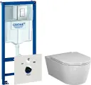 Комплект Унитаз подвесной AM.PM Func C8F1701SC безободковый, с микролифтом / Система инсталляции для унитазов Grohe Rapid SL 38772001, 3 в 1 с кнопко