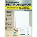 Беспроводной кинетический выключатель белый с двумя кнопкой и рабочей частотой 433 МГц (реле в комплекте)
