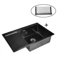 Мойка для кухни нержавеющая 78х51, с PVD покрытием графит, с левым крылом. Сифон с ситечком, решетка.