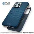 Чехол кевларовый для iPhone 16 Pro Max (MagSafe) из арамидного волокна, ультратонкий, сверхпрочный, Sweater 1500D синий
