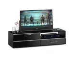 Тумба под ТВ СВК Ларго 1,4м МДФ цвет венге/ черный глянец , размер ШхГхВ 140х46х35см