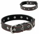HOMEPET 45 мм 59-71 см ошейник для собак кожаный двойной с украшениями простроченный двухслойный черный