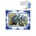 Плакетка. Галактика г. Гжель. Пейзаж в рамке № 18 Натюрморт колокольчики.