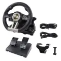 Игровой гоночный руль с вращением на 180 градусов, высокочувствительный игровой руль с подрулевым переключателем для ПК, черный
