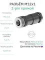 Разъём M12 S-coding 2 pin прямой / розетка (мама) / PG11 (5-10 мм диаметр под кабель) / модель RAZM-F12-C2-CODE-S-PG11
