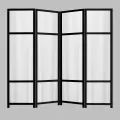 Ширма Модерн Белая в Чёрном - 4 секции. Ширма тканевая складная в чёрном каркасе от бренда ширмы. РФ. Высота 180см