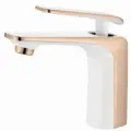 A90123GR Смеситель для умывальника ACCOONA с гайкой латунь 35мм Цвет: белый+розовое золото (10)
