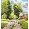 Вышивка На деревенской дороге 22x20 см.