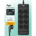 Сетевой фильтр, AGNI, с предохранителем, 8 розеток с выключателем, удлинитель сетевой 3м