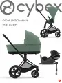 Cybex Priam IV (обновленная версия) Коляска 4 в 1, шасси Matt Black/Leaf Green, автолюлька с разложением Cloud T COMFORT/база isofix