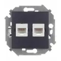 Розетка компьютерная Simon 15 встраиваемая графит 2хRJ45 1591593-038