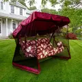 Качели садовые Вена KALYMERA, 3-х местные, тент с москитной сеткой, 210x130x160см, бордовые