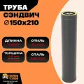 Сэндвич труба черная 150х210, нержавейка, полимер, 1 Метр AISI 430 (0.8 мм/0.5 мм) для камина, печи, котла