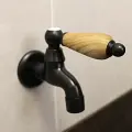Кран для бани с деревянной ручкой FKS-47DS черный