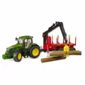 Брудер, Трактор John Deere 7R 350 с прицепом и 4 бревнами, Bruder