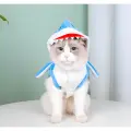 Костюм акулы для собак и кошек с капюшоном и плавником, M, голубой