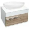 Тумба с раковиной подвесная Вудлайн 65, крафтовый дуб (раковина Terzo)