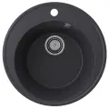 Мойка кухонная Ulgran Quartz Nora 485-08 48x48, кварцевая, серая, матовая, черная, круглая