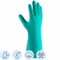 Перчатки нитриловые с хлопковым напылением JetaSafety JN711 цв. зеленый р. L