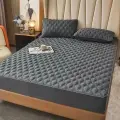 Наматрасник Amber Ariel стёганый с резинкой по кругу, с бортами, Хлопок, 180х200см, Темно-серый