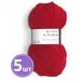 Пряжа полушерсть для вязания крючком, спицами Пехорка Pehorka Народная средняя, шерсть, акрил, цвет 088 красный мак, 5 шт. по 100 г, 220 м