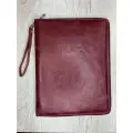 Папка для документов кожаная/Органайзер из кожи с файлами на кольцах семейный/Папка-конверт на молнии деловая бордовый пулл-ап
