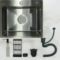 Мойка для кухни VERMON черная 50x50 в подарок каландр, дозатор , сифон, гофра