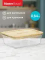 Стеклянный контейнер с крышкой для еды Master House Тор, 640мл, герметичый, прямоугольный, прозрачный