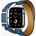 Часы Apple Watch Hermès Series 10 GPS + Cellular 42mm Natural Titanium Case with Bleu De France Hapi Attelage Duoble Tour оригинал