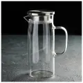 Кувшин для воды Magistro Богема , 1 л, 9 23 см, стекло, с металлической крышкой, прозрачный, серебристый
