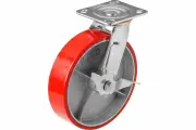 Большегрузное полиуретановое колесо поворотное с площадкой и тормозом SCPB 63 (150 мм; 360 кг) А5 1000111