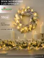 Венок новогодний на дверь заснеженный с гирляндой 50 см