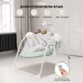 Электрокачели для новорожденных Indigo STAR с мобилем и пультом управления, мятный
