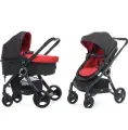 Модульная детская коляска 3в1, Экокожа трансформер с автокреслом, (красный)