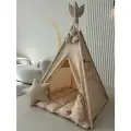 Вигвам детский с ковриком, окошком , подушкой и антискладывателем бежевый